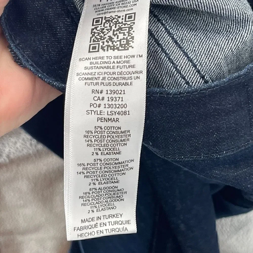 Frame Black Le Sylvie Washed Woven High Straight Denim Jeans Size 27